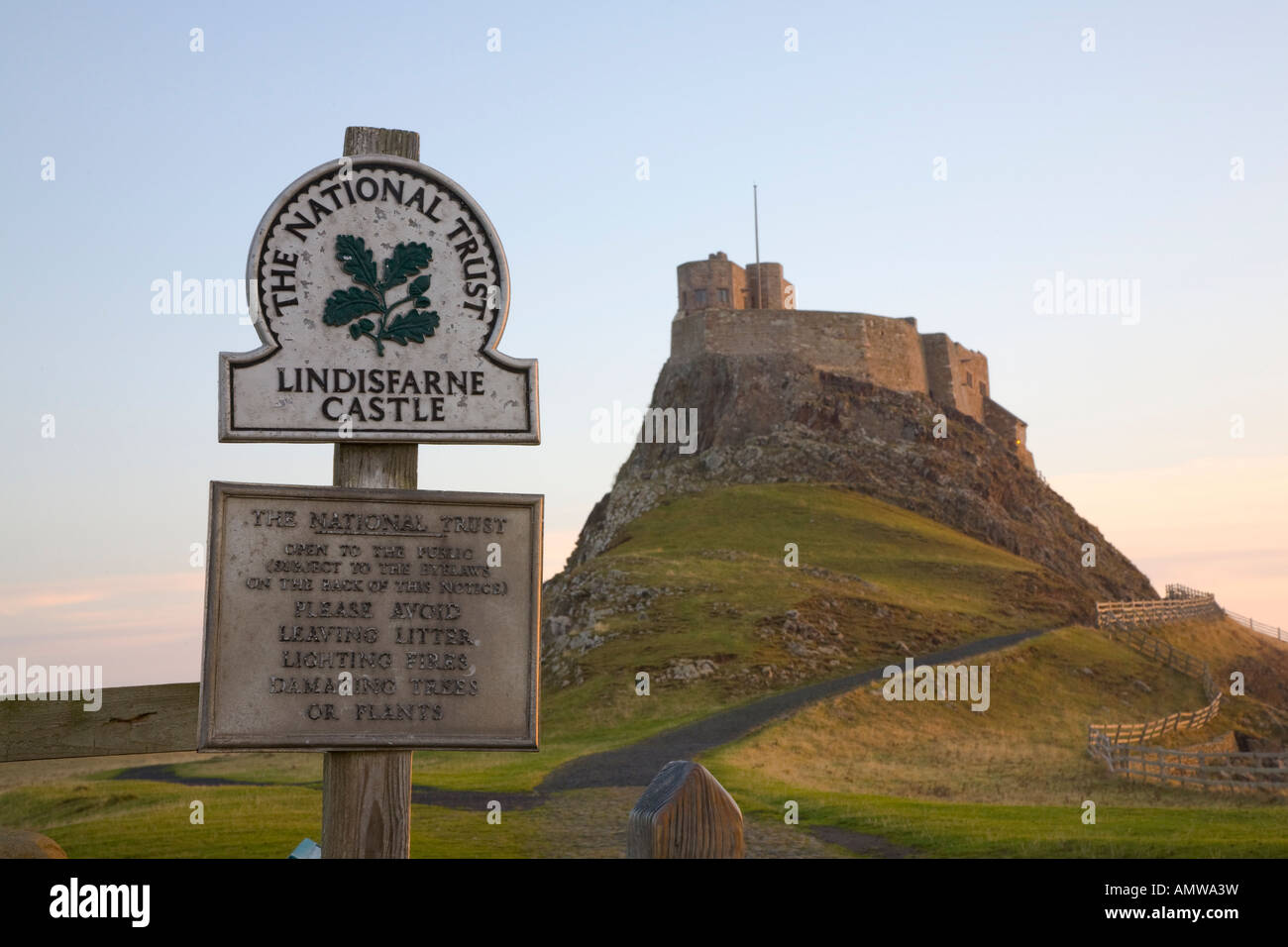 The Strategic landmark of Lindisfarne Castle, Holy Island,  Berwick-upon-Tweed, Northumberland, UK  English Landmarks Stock Photo