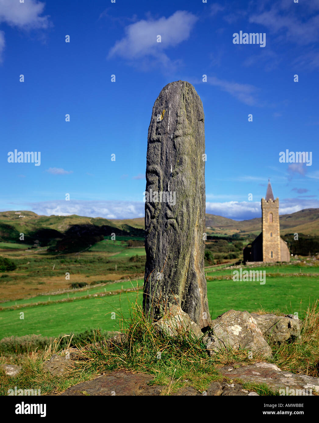 Cross pillar, Straid, Glencolumbkille, County Donegal, Ireland Stock Photo