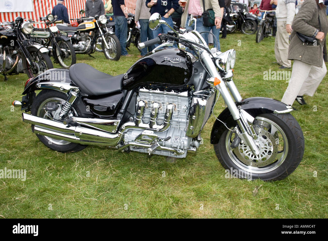 Triumph Rocket III classic liquid cooled in line 3 cylinder motorcycle Moreton Agricultural Show 2007 UK Stock Photo