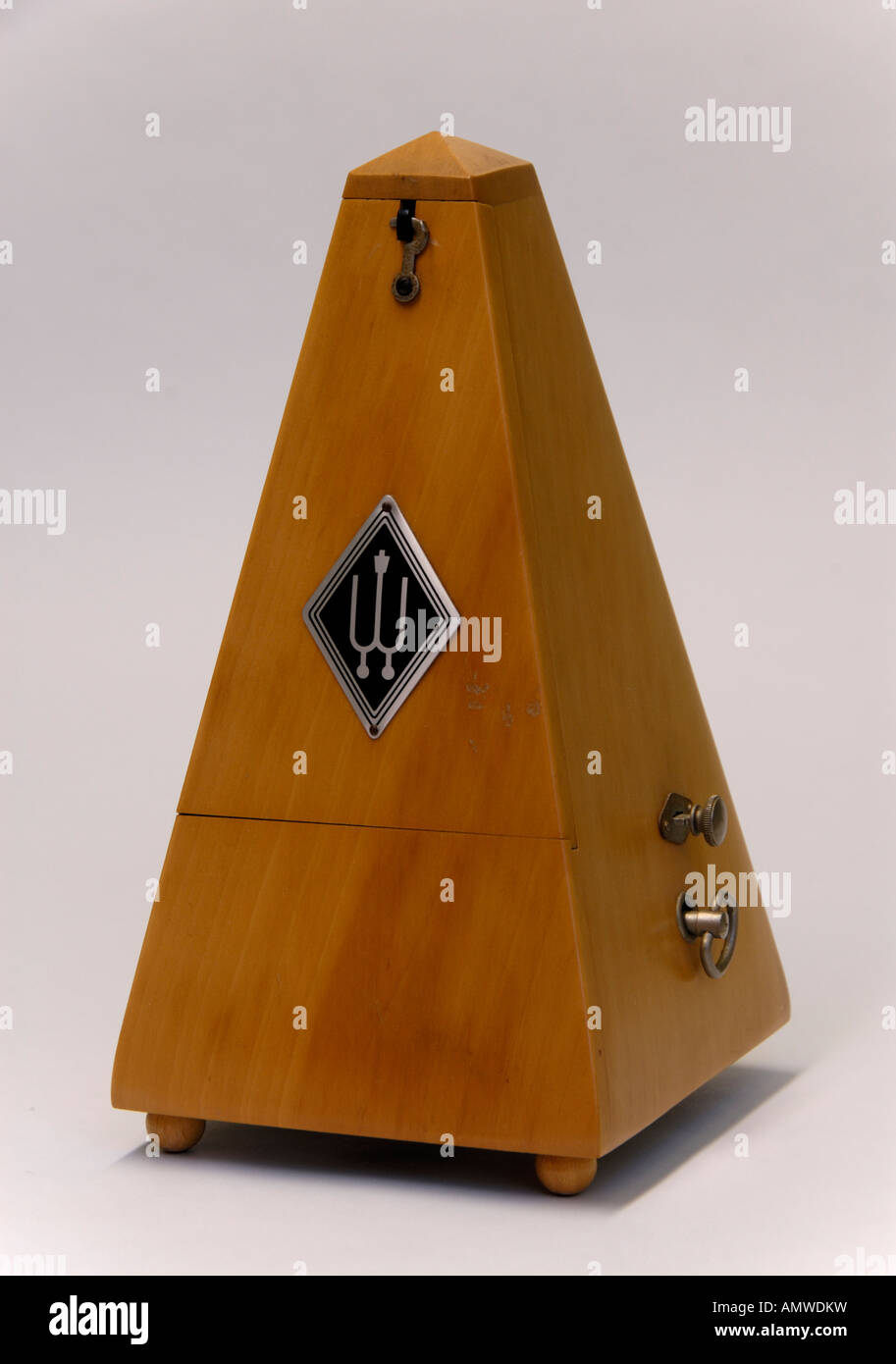 Wittner beechwood clockwork metronome . Made in Germany . Stock Photo