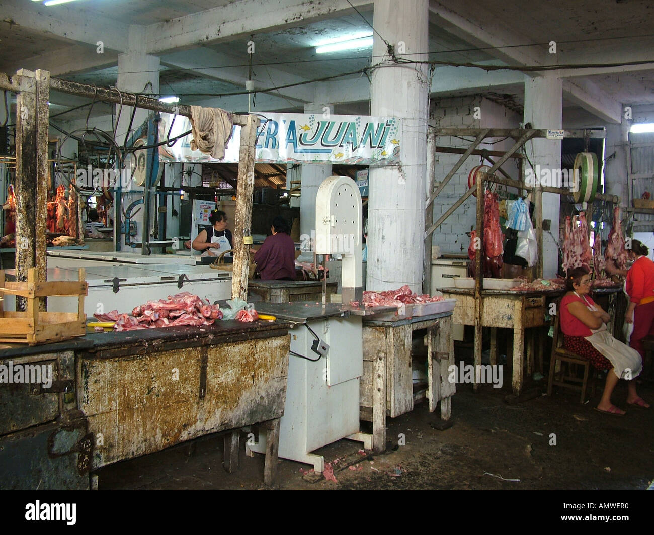 Catastrophal hygenical circumstances in a butchery in Paraguay Stock Photo
