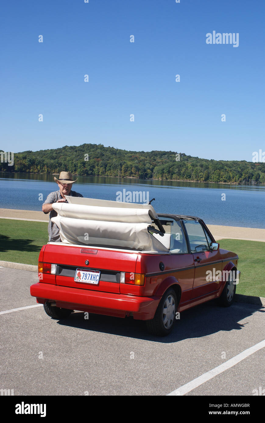 Putting Convertible top down Stock Photo Alamy