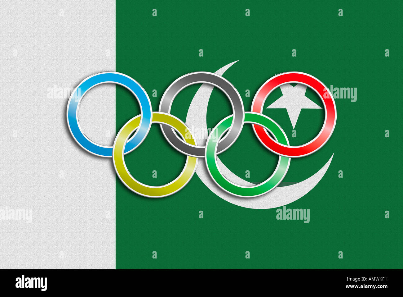Flag of Pakistan with olympic symbol Stock Photo Alamy