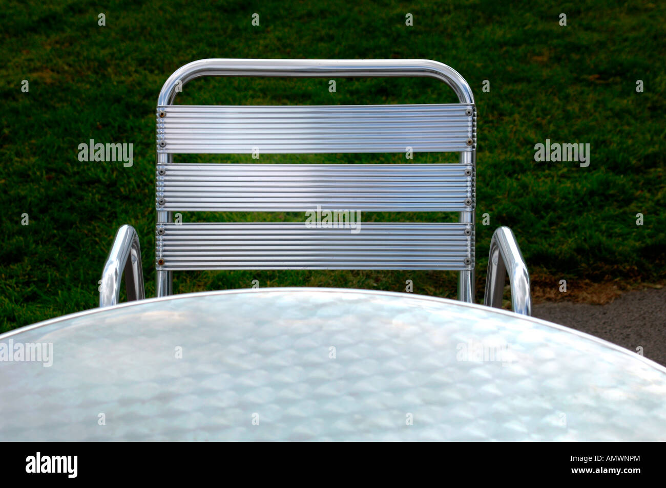 Steel Table & Chair Stock Photo - Alamy