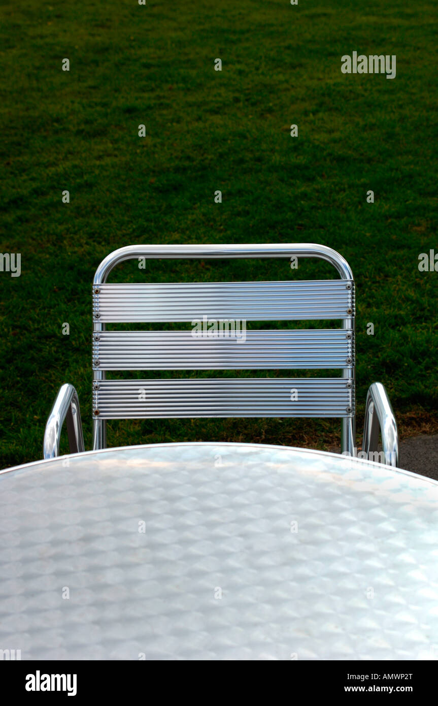 Steel Table & Chair Stock Photo - Alamy