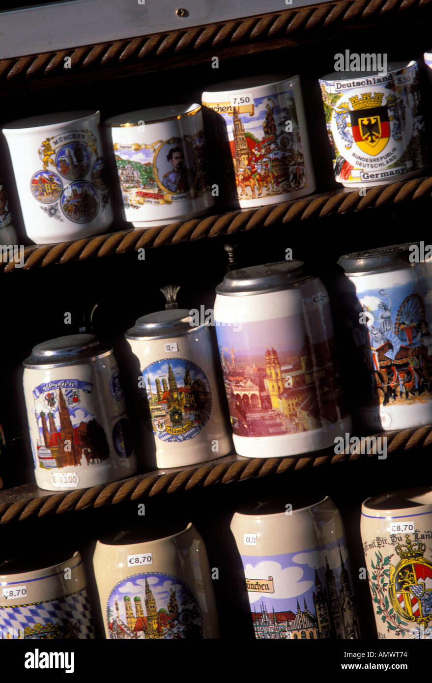 Germany Bavaria Munich Traditional beer mugs Stock Photo Alamy