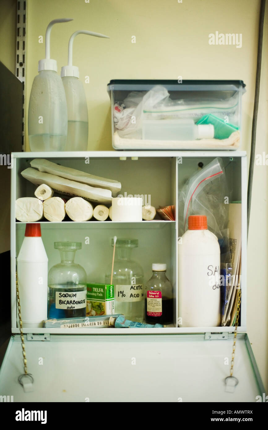 First aid box wall mounted Stock Photo Alamy