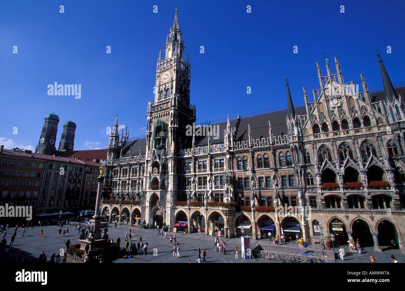 Germany Bavaria Munich City Hall at Marienplatz Stock Photo