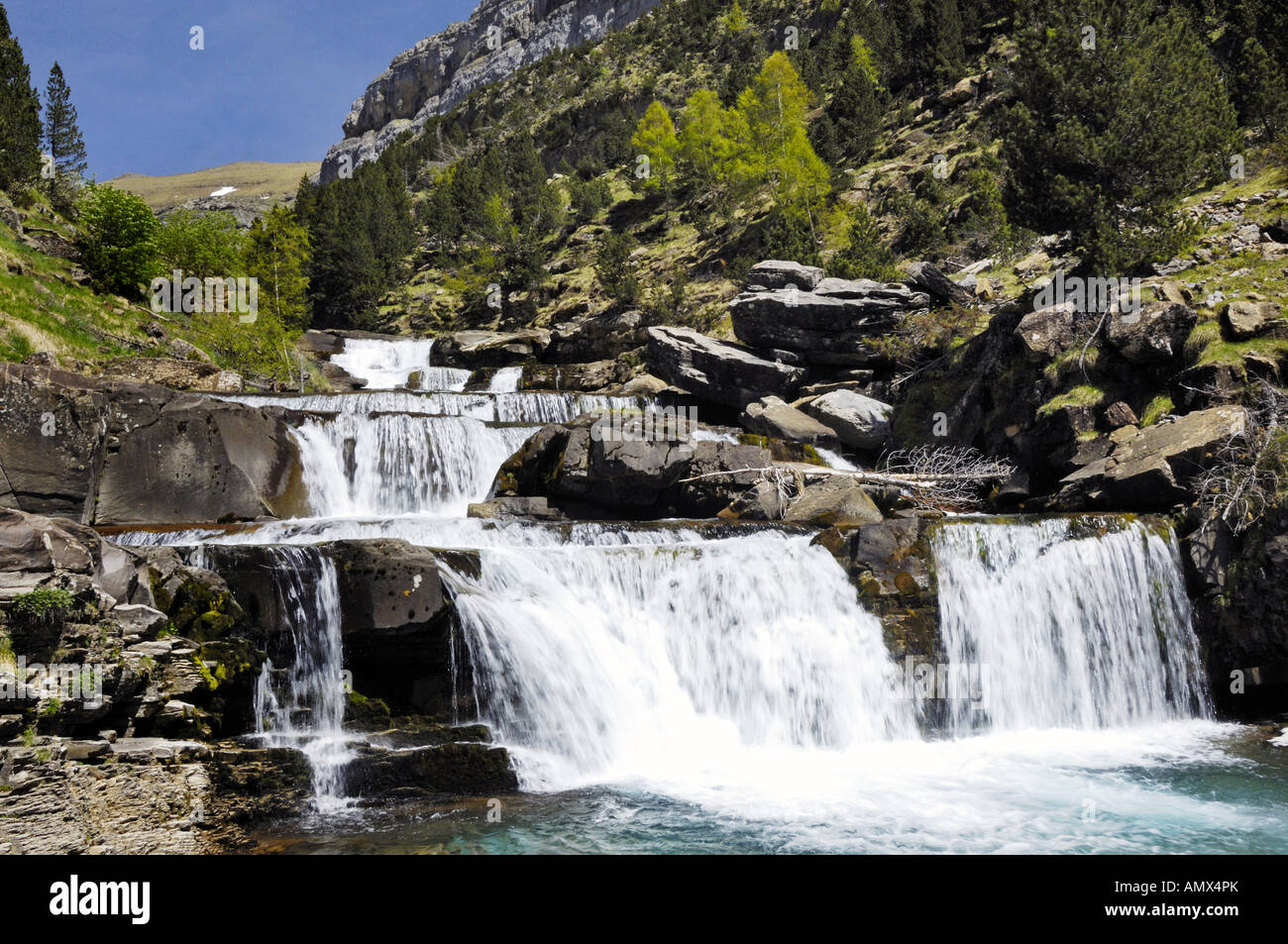 waterfall at the Rio Arazas, Ordesa valley, Spain, Pyrenaeen, NP Ordesa
