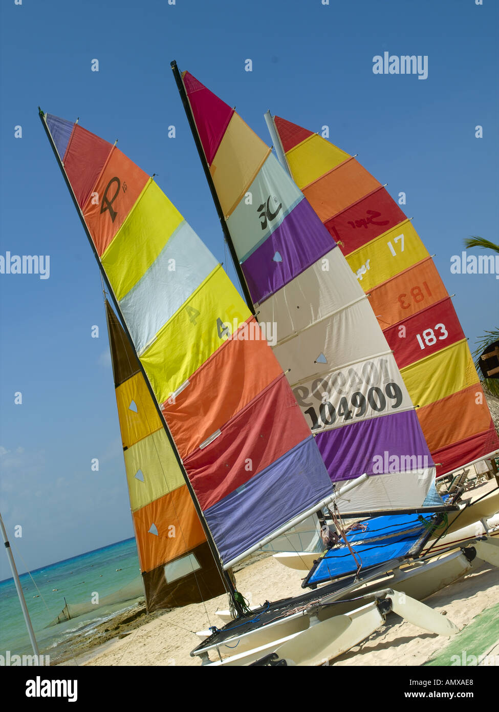 Playa Del Carmen, Sailing Boats On The Beach Stock Photo Alamy