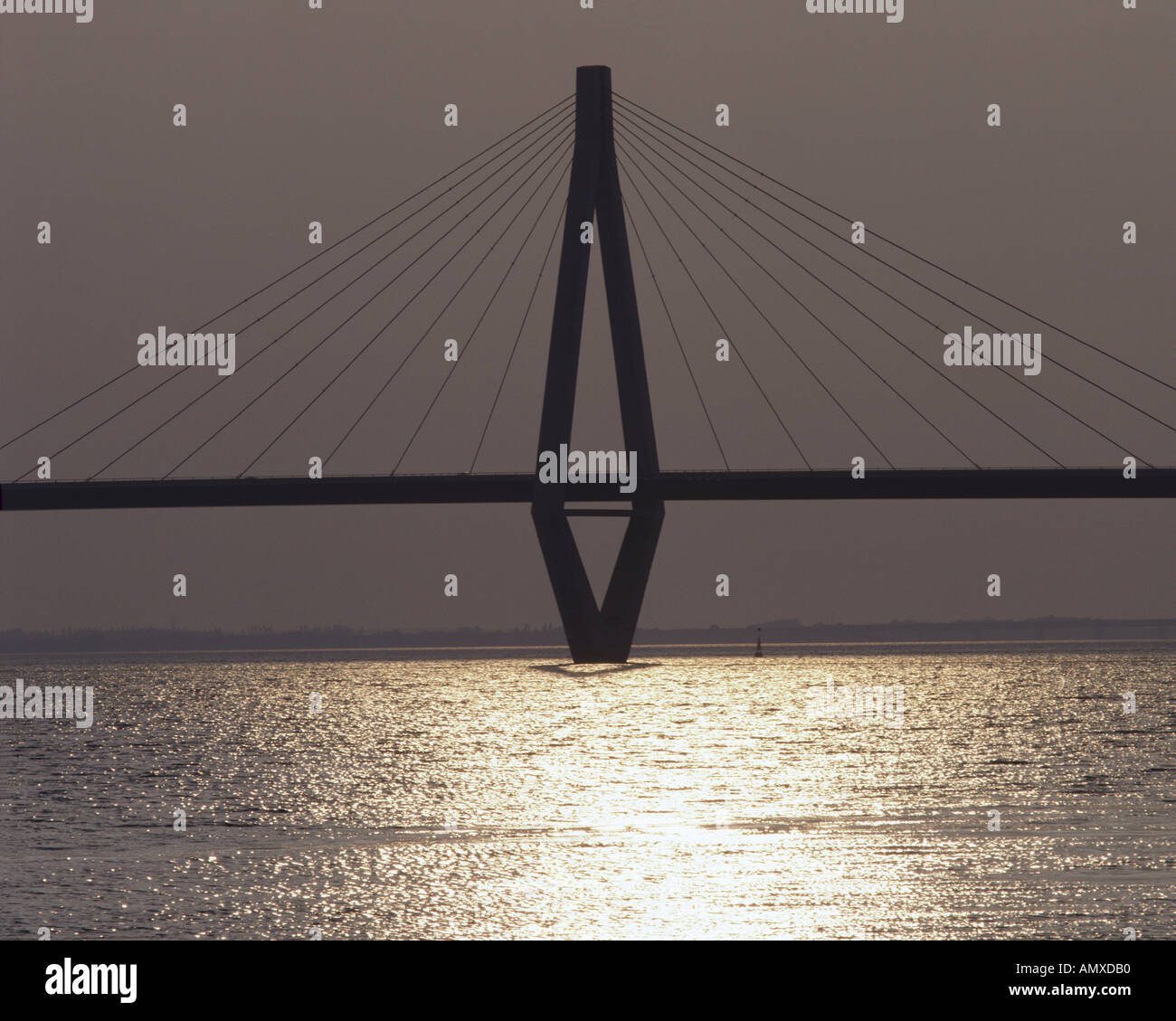 DK - ZEALAND FALSTER: Faro Bridge at sunset Stock Photo