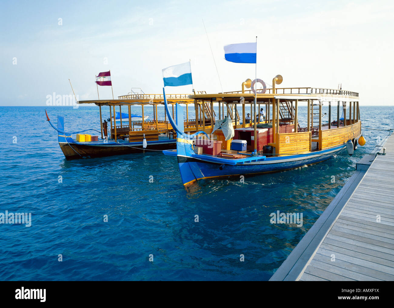Maldivian diving boat Stock Photo