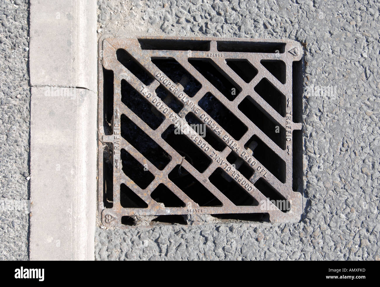 Drain cover, street drainage cover Stock Photo