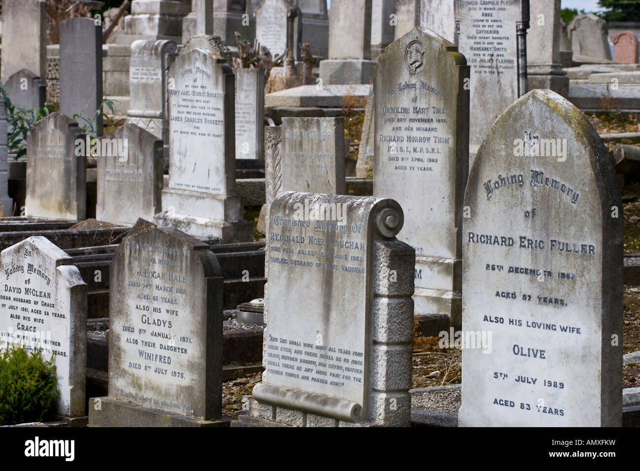 cemetery headstones Stock Photo