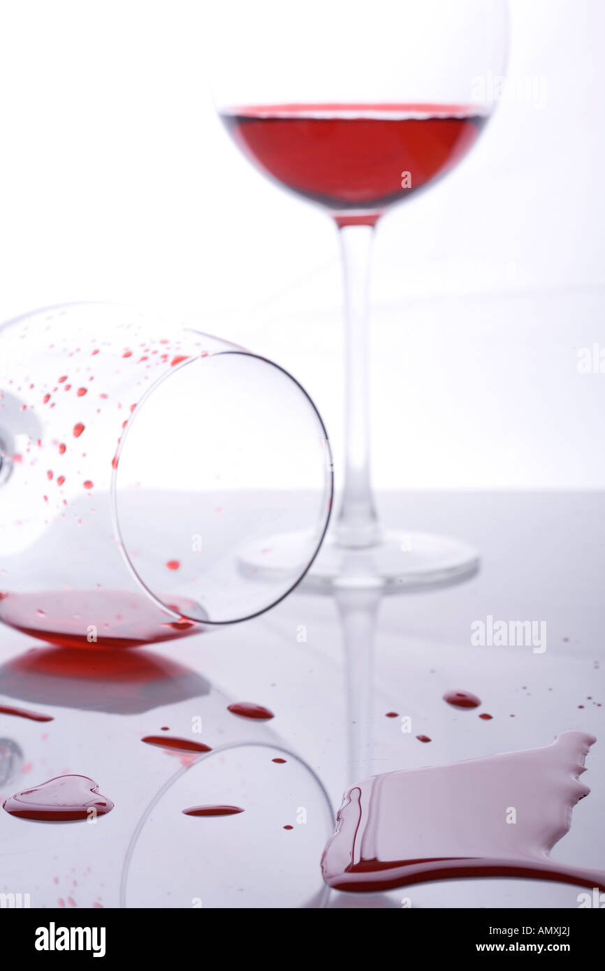 Close-up of spilled wine glass Stock Photo