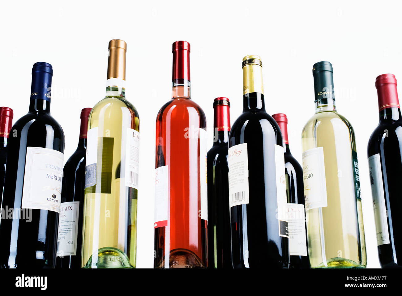 Close-up of bottles of wine Stock Photo