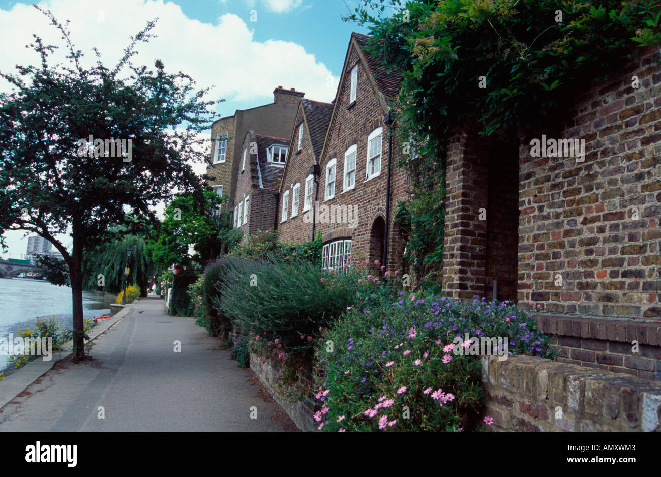 Riverside houses, Strand on the Green, Chiswick, London, UK Stock Photo