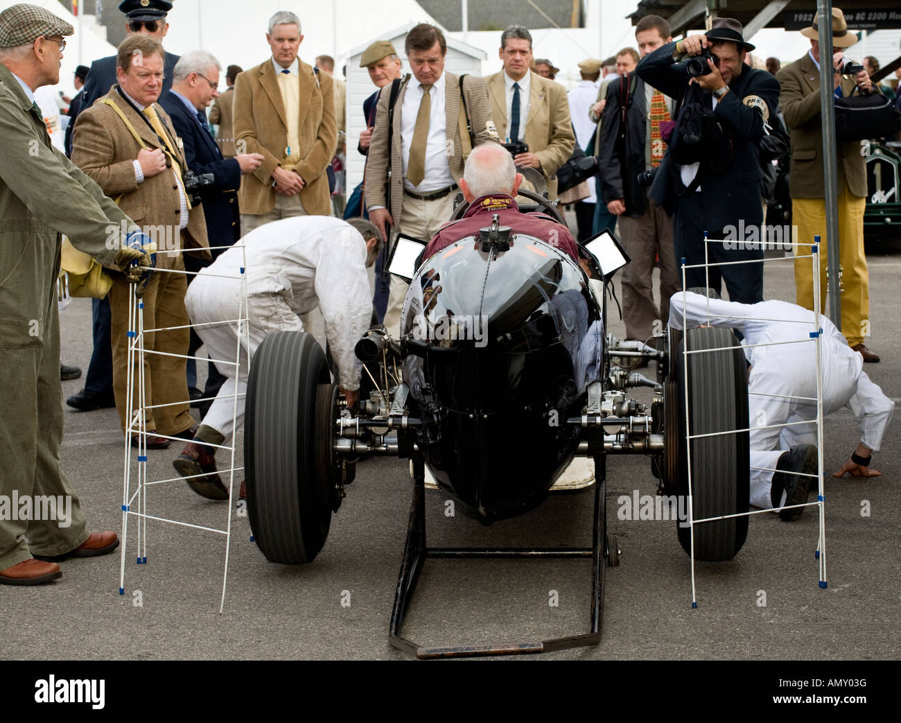 Paddock scene at the Goodwood Revival meeting in Sussex, UK. Stock Photo