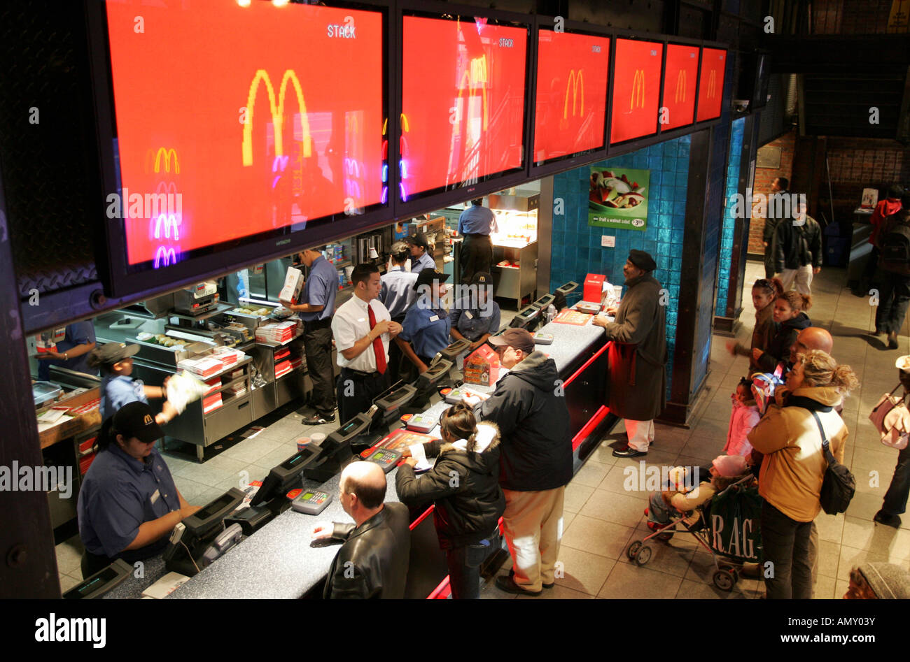 People at a McDonalds restaurant in New York, USA Stock Photo