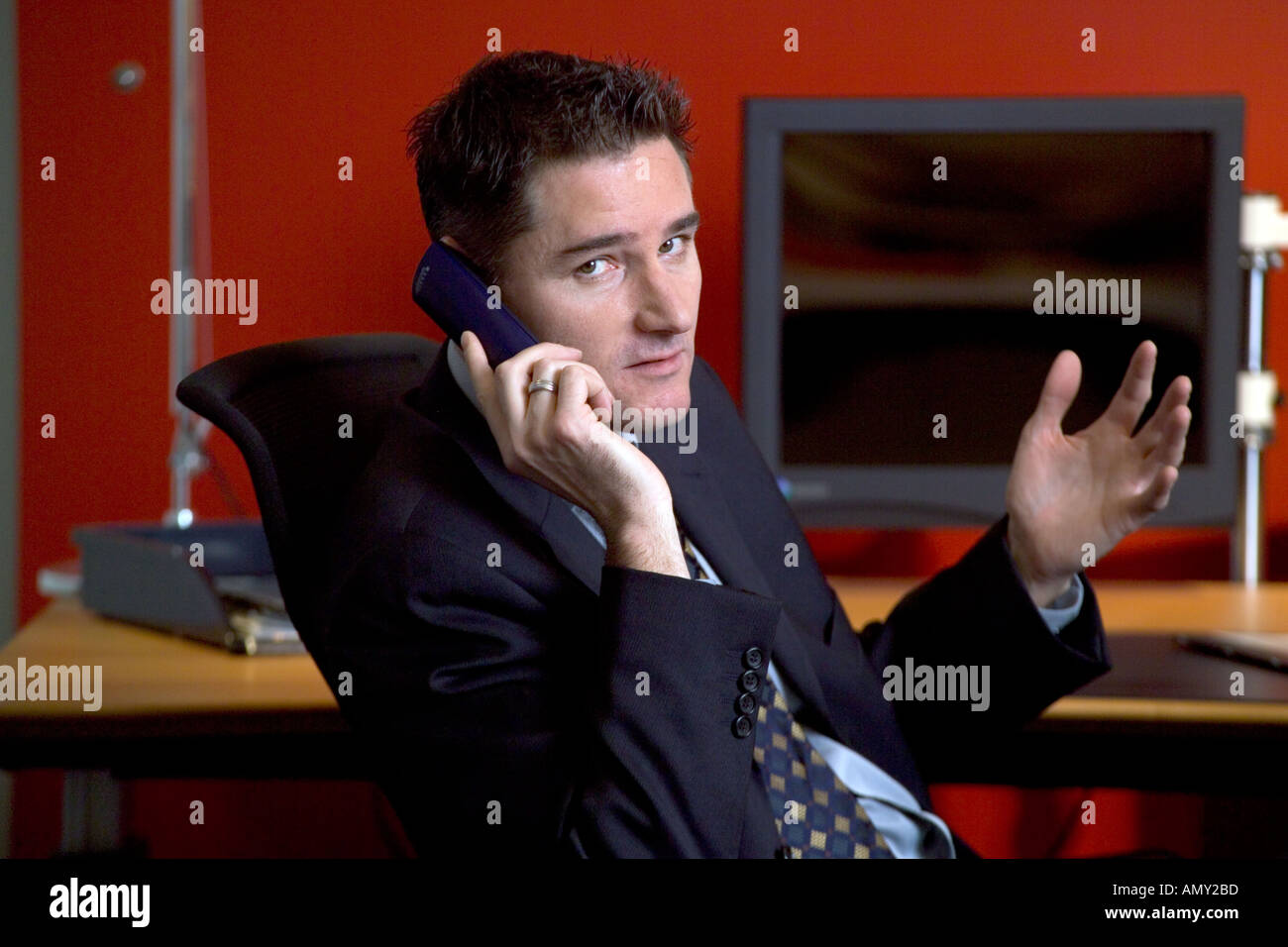 business man talking on the phone Stock Photo