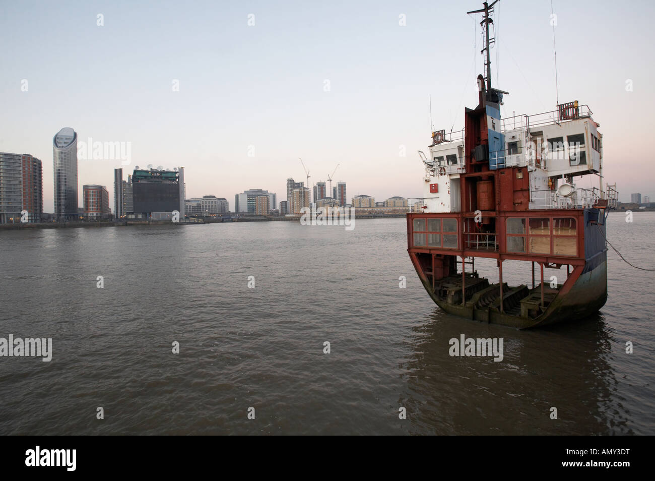 slice of an old ship wreck on River Thames near Greenwich London
