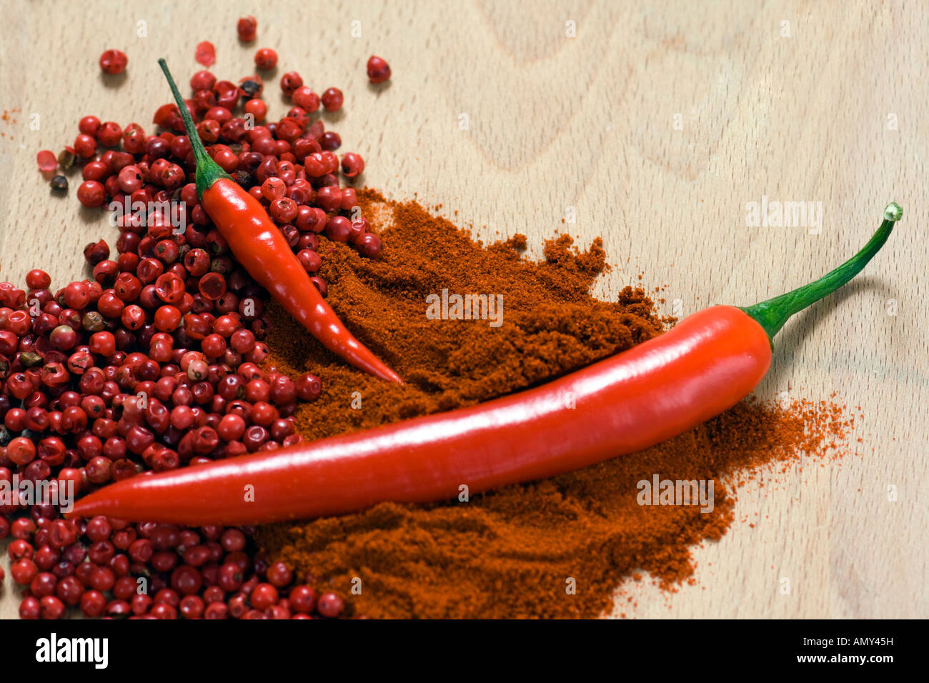 different sorts of red pepper, cropped Stock Photo