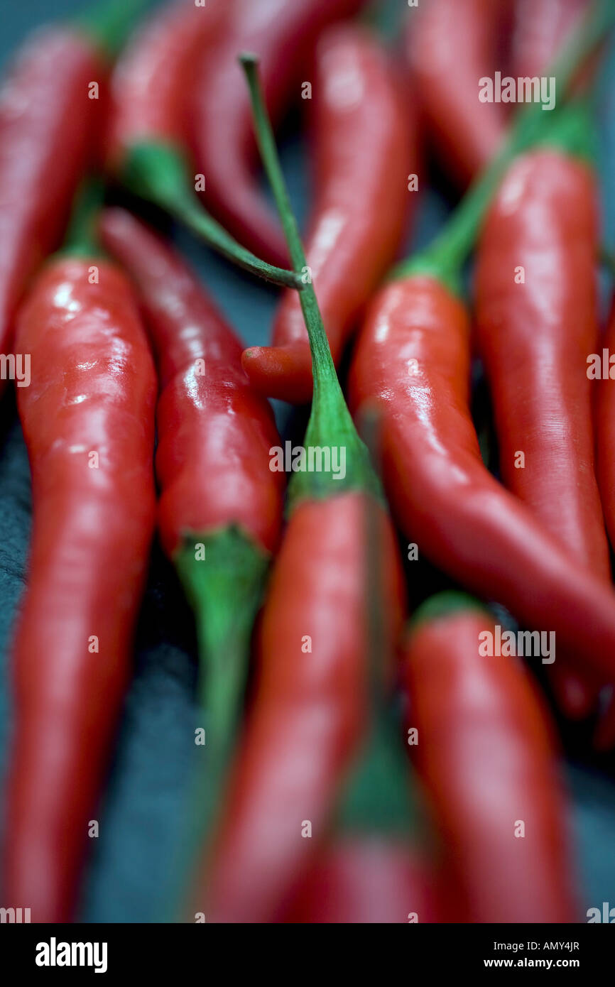 Close-up of red chilli peppers Stock Photo