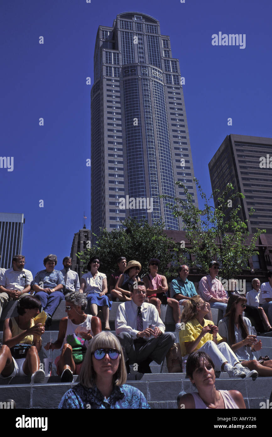 Outdoor concert in downtown Seattle Washington Stock Photo