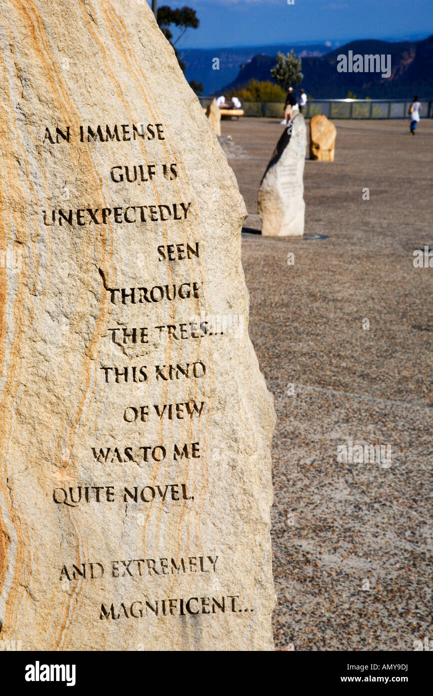 Quote From Voyage Of The Beagle By Charles Darwin At Echo Point Blue Mountains New South Wales Australia Stock Photo Alamy