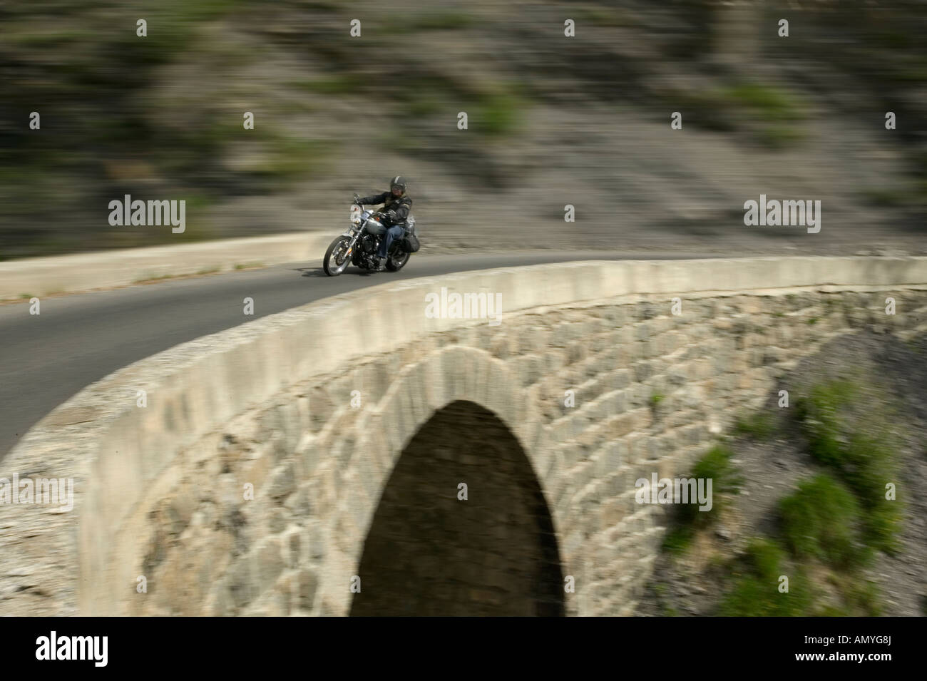 Motorcyce at speed Stock Photo