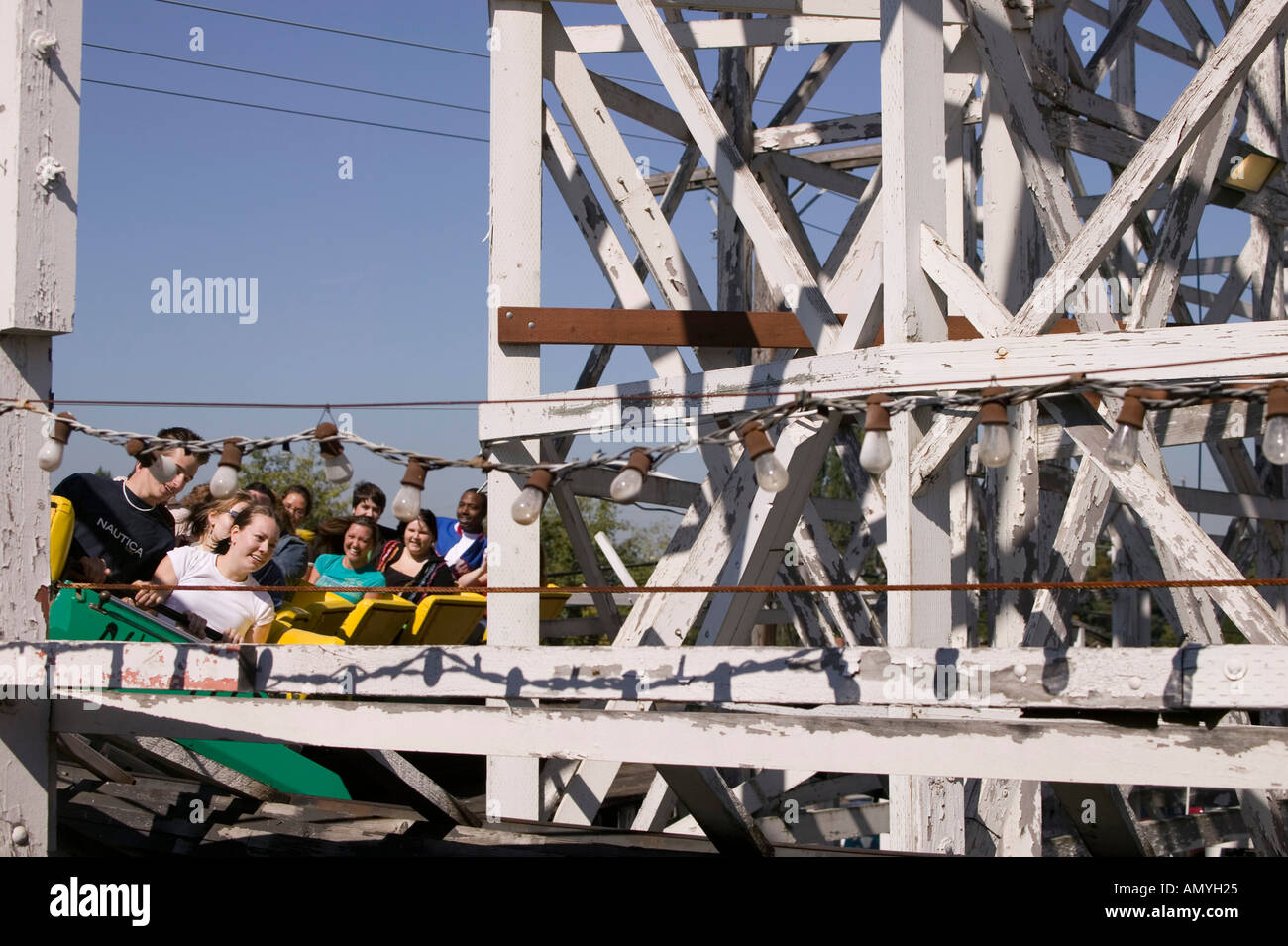People riding the Ol Yeller roller coaster at the Puyallup Fair