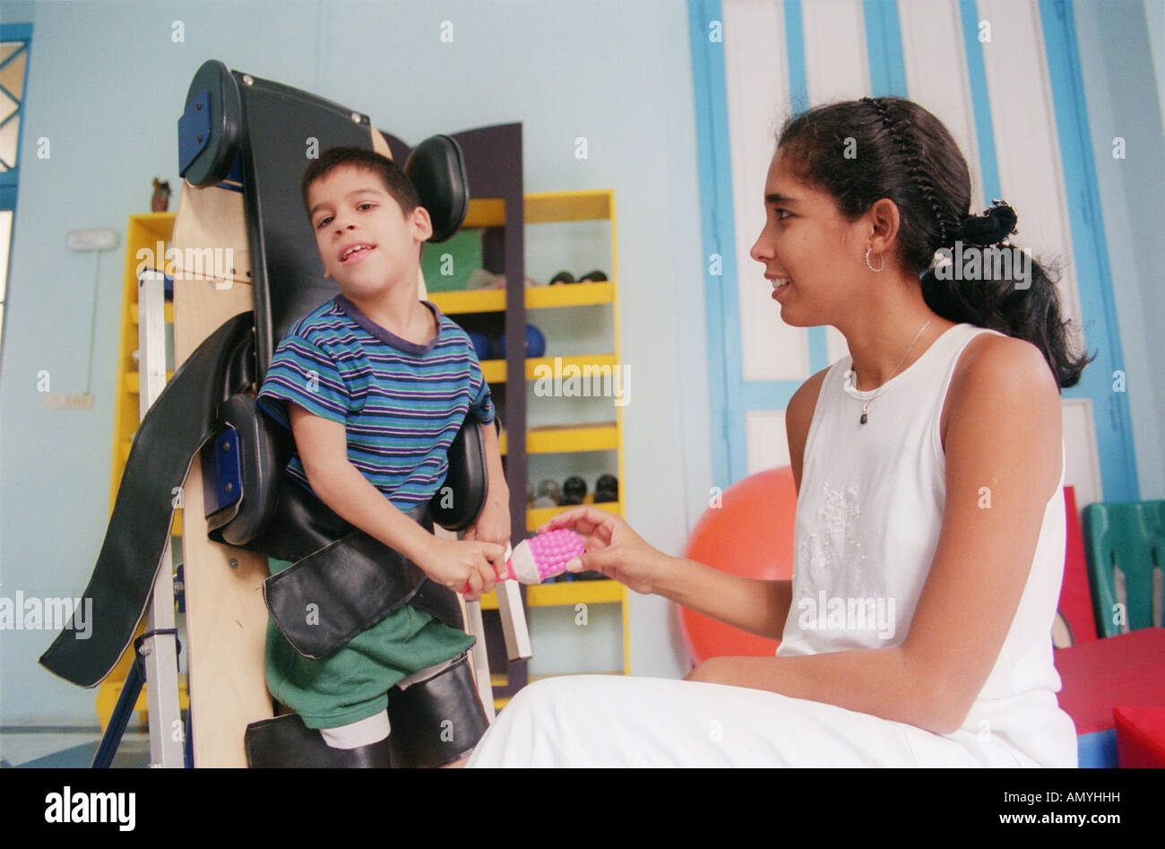 Child with cerebral palsy at the centre for rehabilitation and