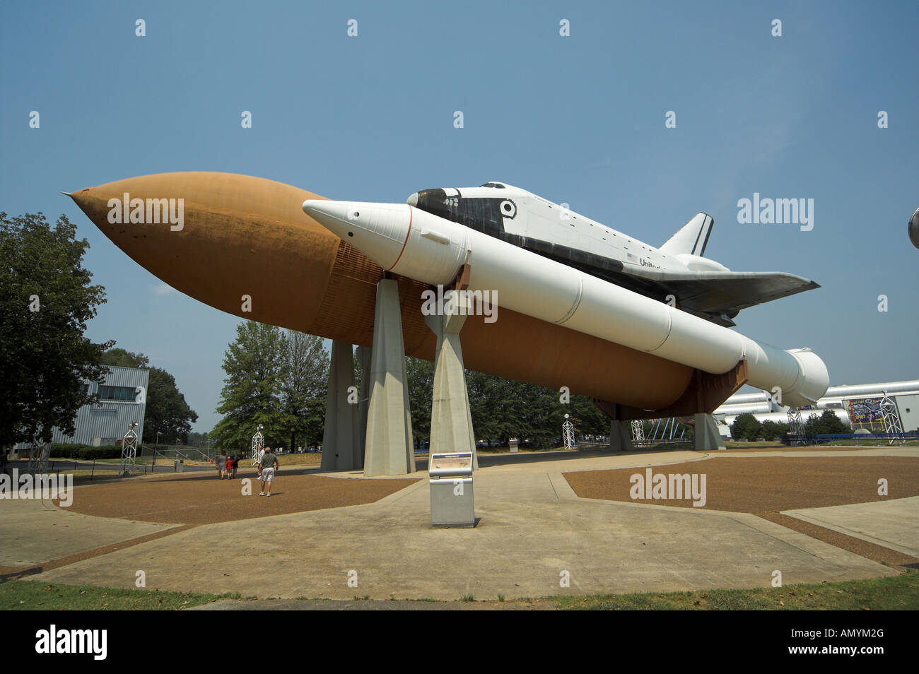 Pathfinder space shuttle on fuel pods at the Huntsvilles Space and rocket center Alabama USA Stock Photo