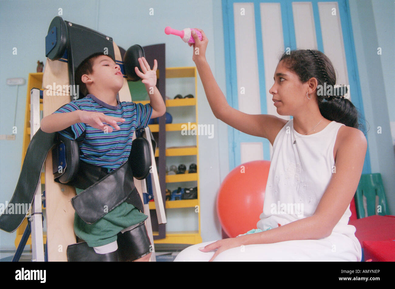 Child with cerebral palsy at the centre for rehabilitation and