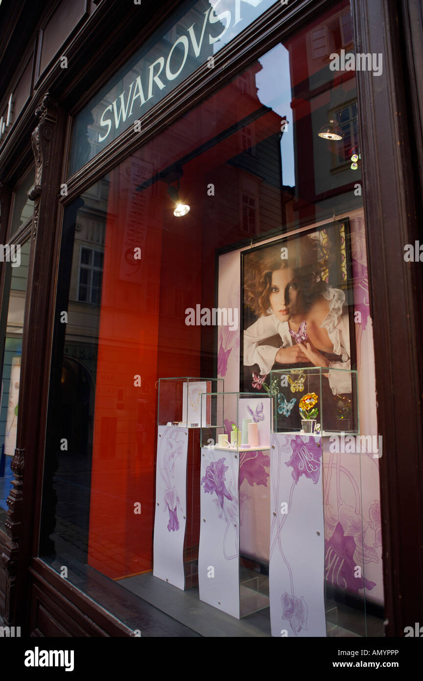 Shops and buildings in the Old Town District of Prague, Czech Republic, Europe. Stock Photo