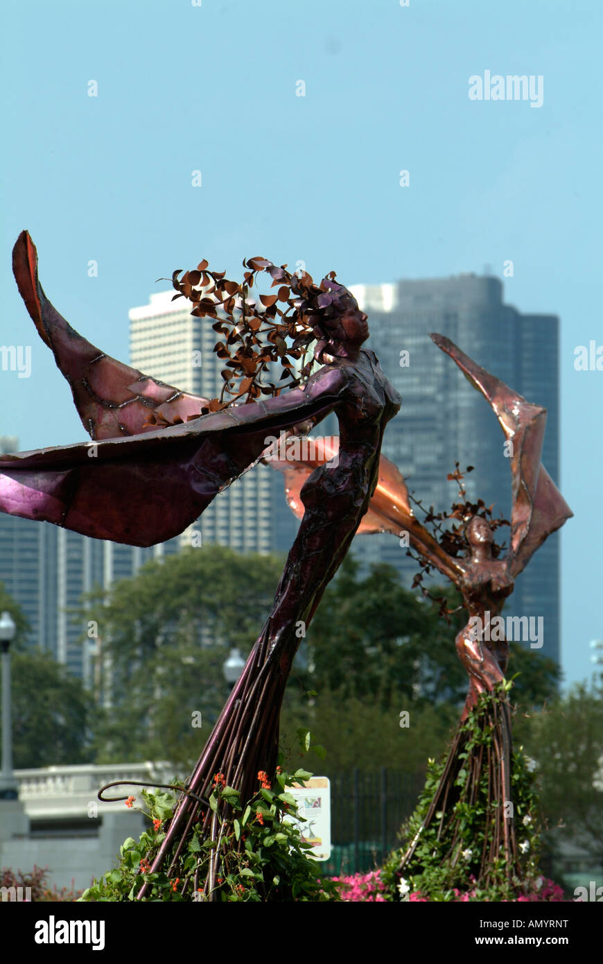 Chicago Park District's Daphne Garden, features angeliclike sculptures