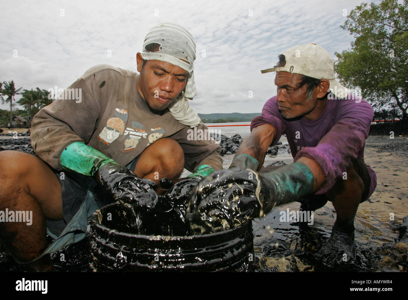 Oil Pollution, Philippines Stock Photo