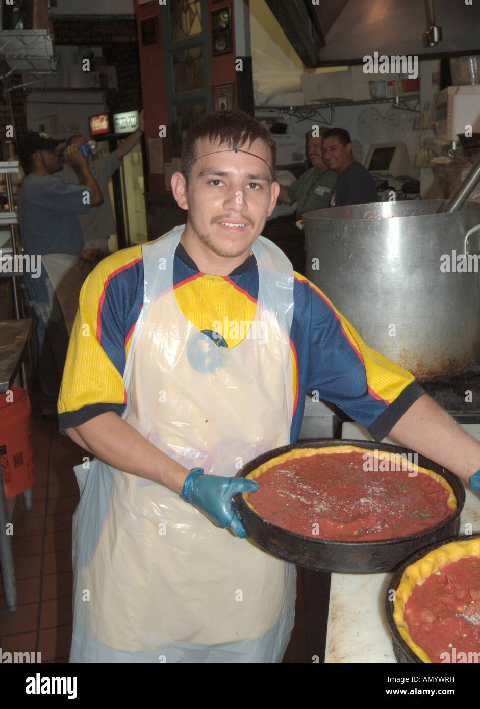 One of Chicago finest pizzerias, Gino's East started in 1966 as a small, family pizzeria and expanded to 12 locations Stock Photo