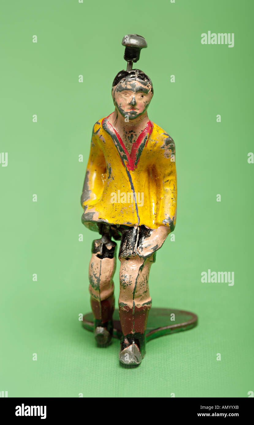 Single soccer player - ancient figurine Stock Photo