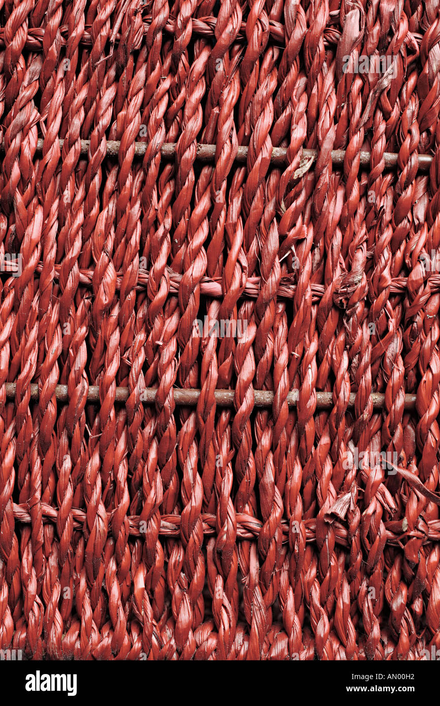 Detail of a red wickerwork basket Stock Photo