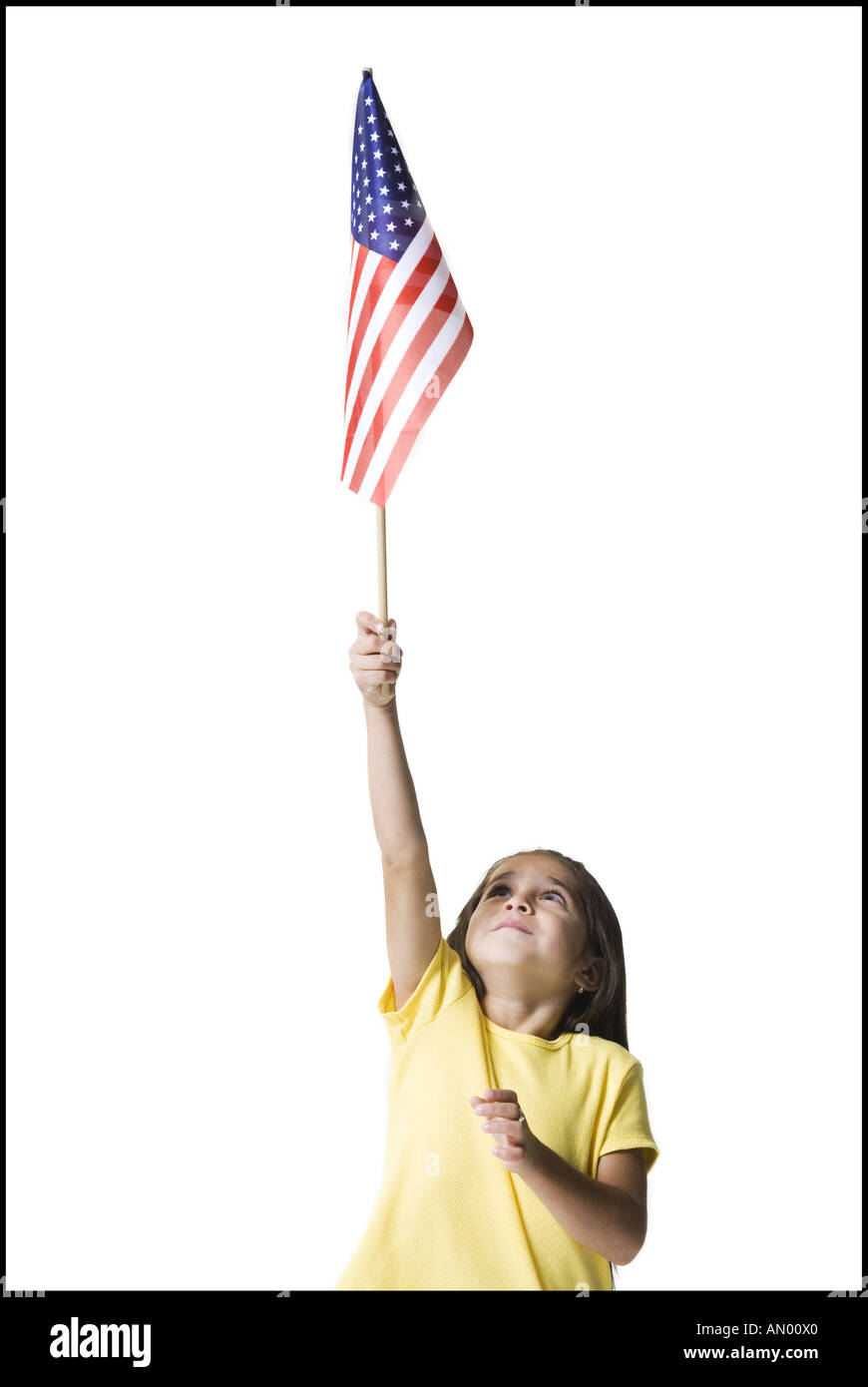 Girl holding an American flag Stock Photo - Alamy