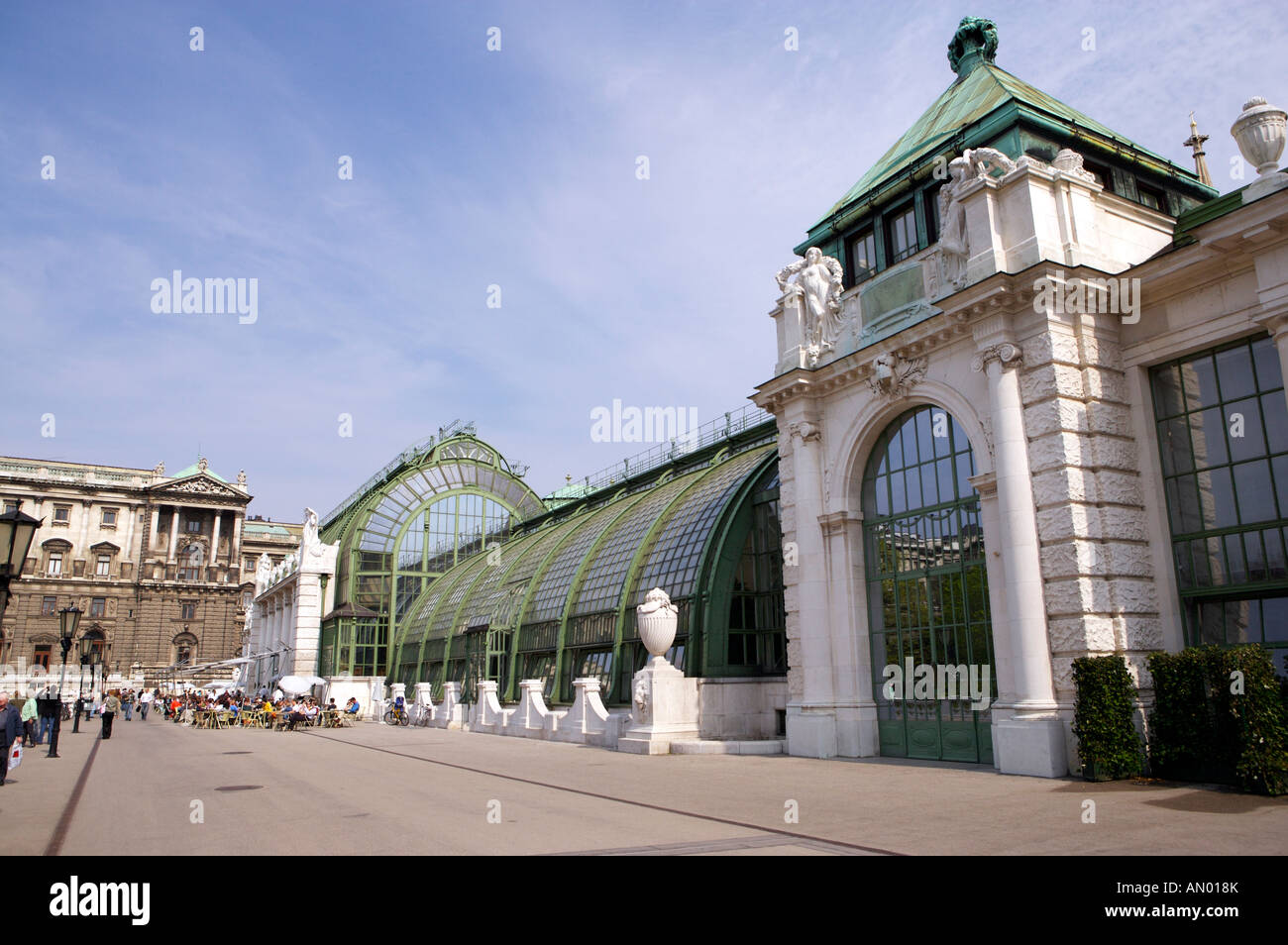 Palmenhaus Cafe and Imperial Bufferfly house in downtown Vienna, Austria, Europe Stock Photo