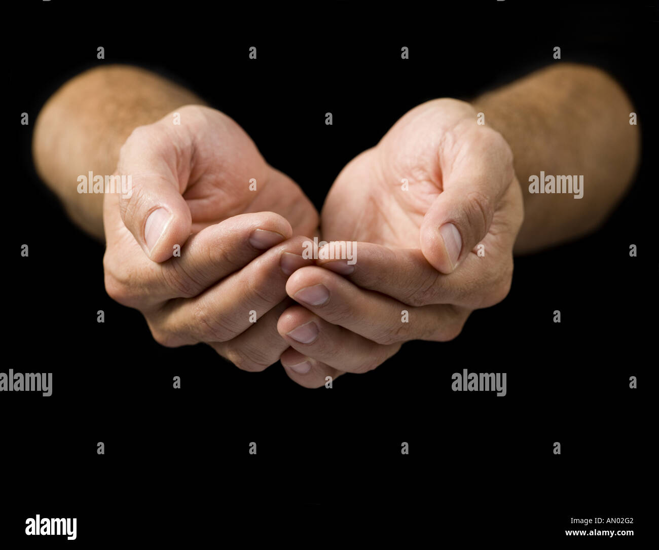 Silhouette man cupped hands hi-res stock photography and images - Alamy