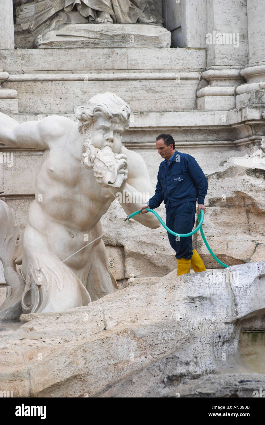Cleaning of Trevi Fountain. Fontana di Trevi, Rome, Lazio, Italy Stock