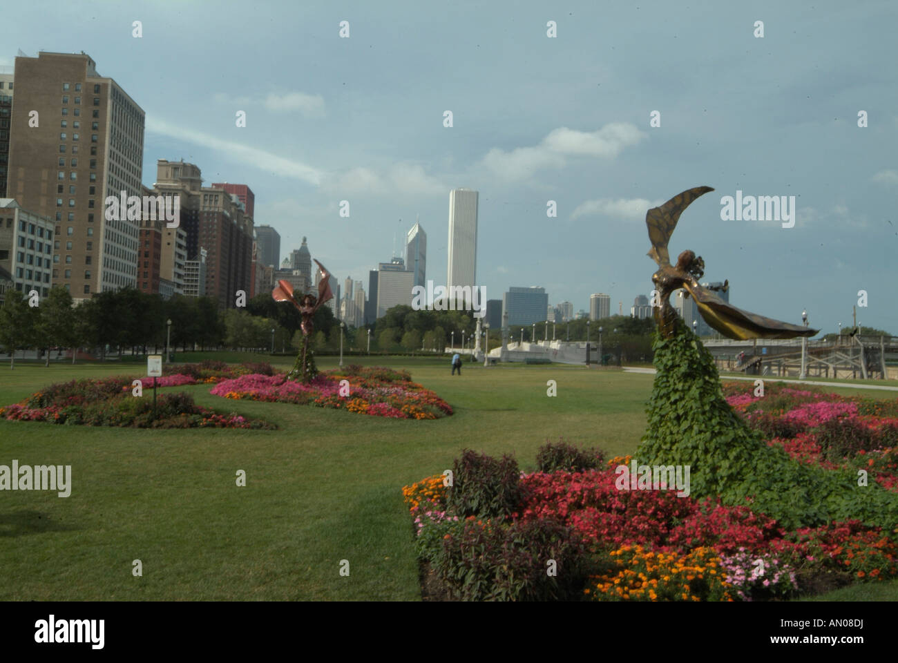 Chicago Park District's Daphne Garden, features angeliclike sculptures