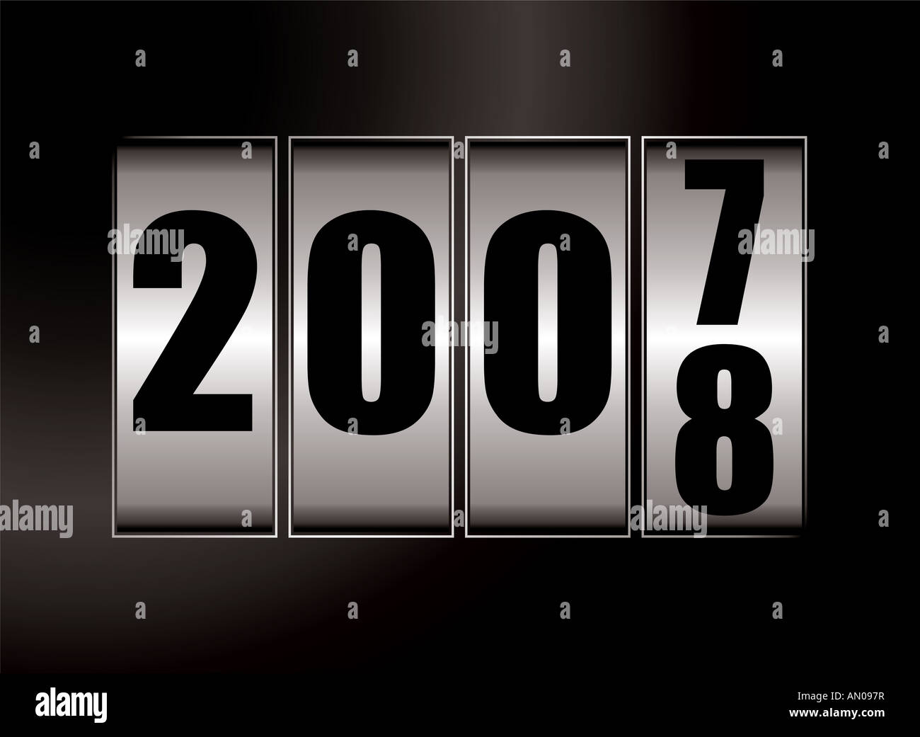 New year illustration for 2008 with a dial effect Stock Photo