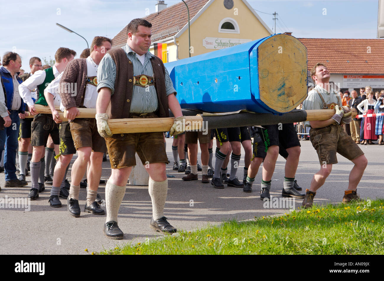 Traditional Maibaumfest in Putzbrunn in Southern Bavaria, Germany, near Munich. Stock Photo
