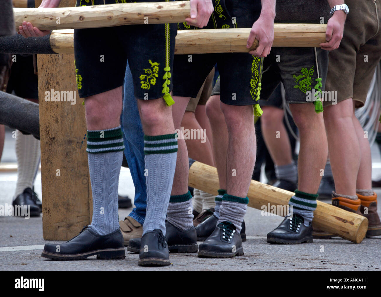 Traditional Maibaumfest in Putzbrunn in Southern Bavaria, Germany, near Munich. Stock Photo
