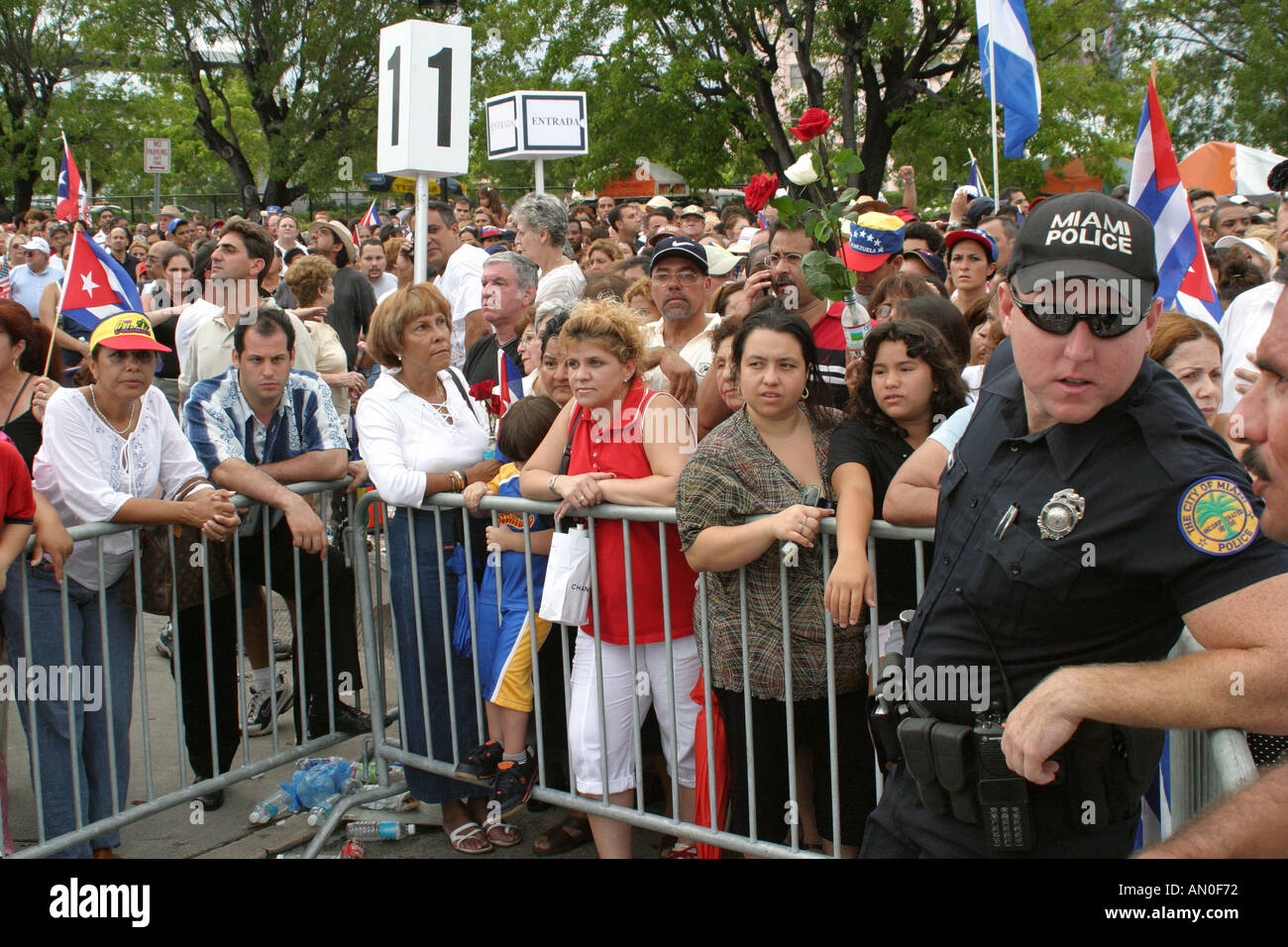 Miami Florida funeral of Cuban Salsa Queen Celia Cruz crowds wait Stock