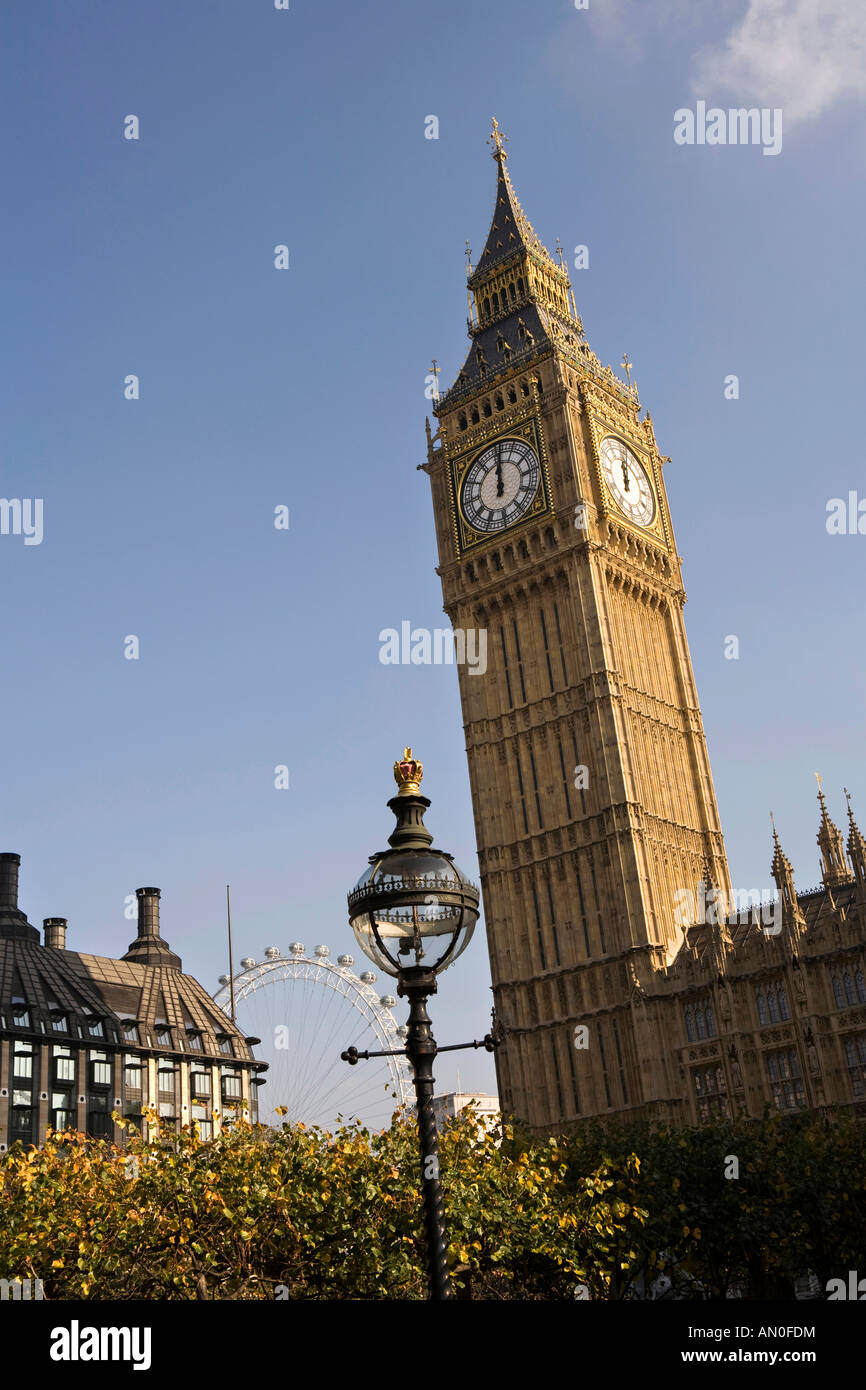 UK London Big Ben St Stephens Clock Tower from inside Palace of Westminster grounds Stock Photo